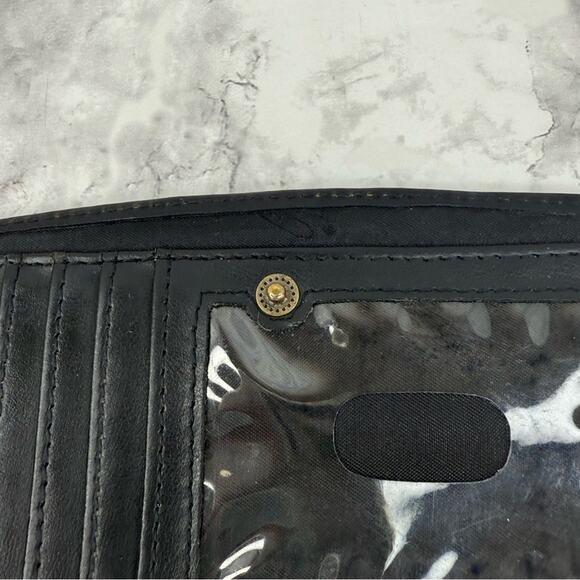 FOSSIL Black Genuine Leather Embossed Logo Trifold Wallet - Picture 11 of 15